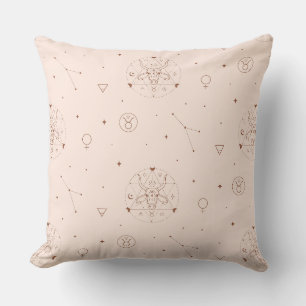Taurus Zodiac Pattern in Brown and Burgundy Cushion