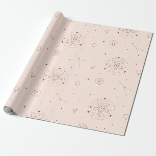 Taurus Zodiac Pattern in Brown and Burgundy Wrapping Paper