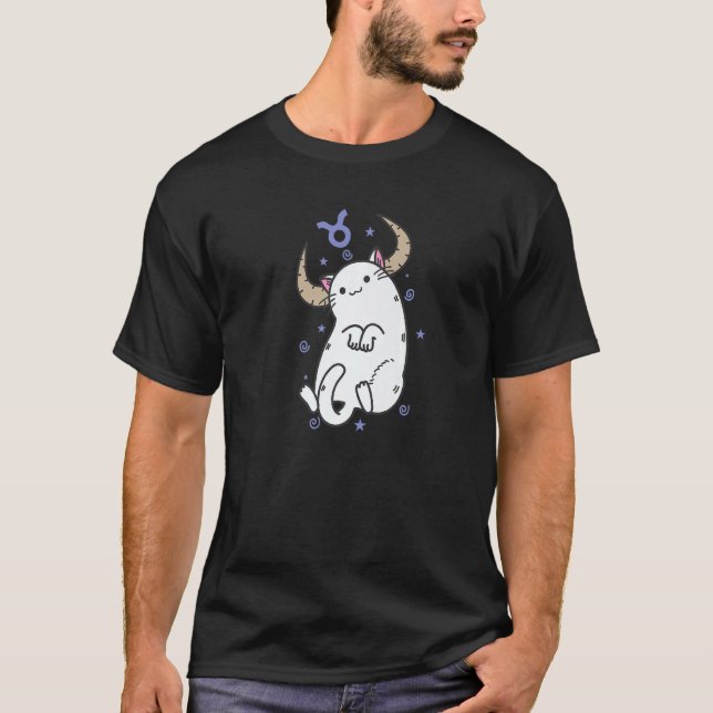 Taurus Zodiac Sign as a Cat Horoscope T-Shirt (Front)