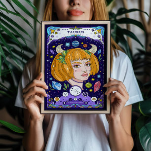 Taurus Zodiac Sign BluePoster - Elegant and Earthy