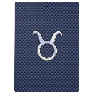 Taurus Zodiac Sign Decor Navy Blue Carbon Fibre Clipboard