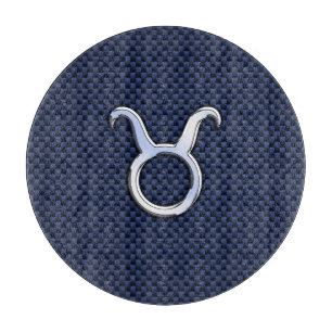 Taurus Zodiac Sign Decor Navy Blue Carbon Fibre Cutting Board