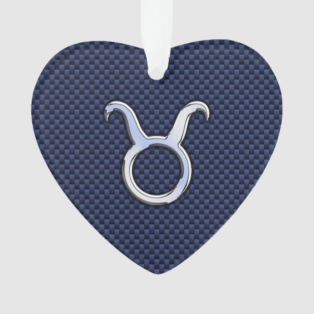 Taurus Zodiac Sign Decor Navy Blue Carbon Fibre Ornament (Front)