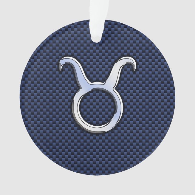 Taurus Zodiac Sign Decor Navy Blue Carbon Fibre Ornament (Front)