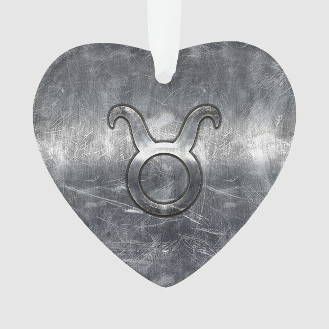 Taurus Zodiac Sign Grunge Distressed Silver Style Ornament (Front)