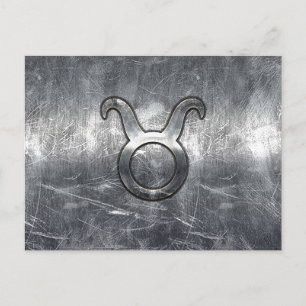 Taurus Zodiac Sign Grunge Distressed Silver Style Postcard