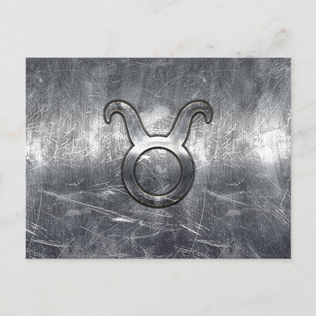Taurus Zodiac Sign Grunge Distressed Silver Style Postcard (Front)