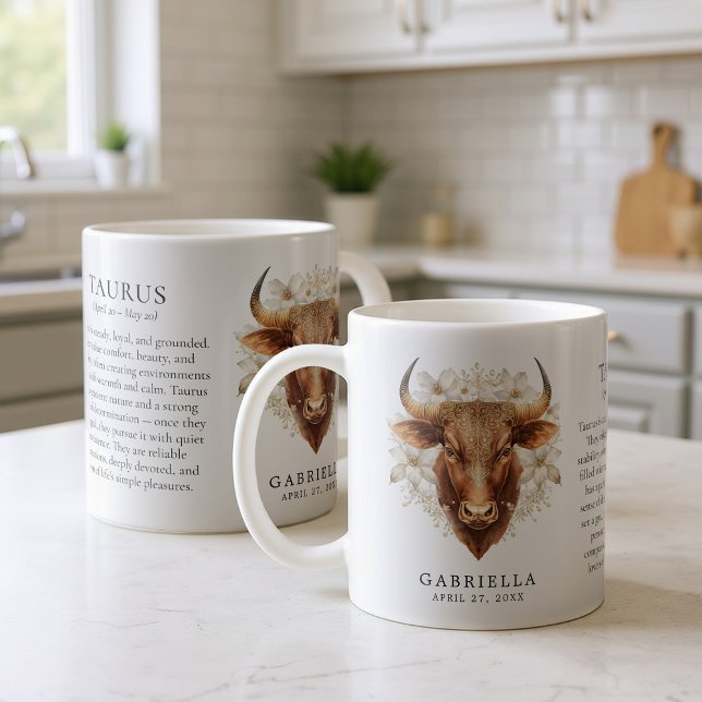 Taurus Zodiac Sign Horoscope Personalized Gift Coffee Mug (Creator Uploaded)