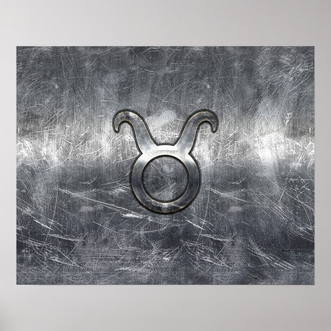 Taurus Zodiac Sign in Grunge Distressed Style (Front)