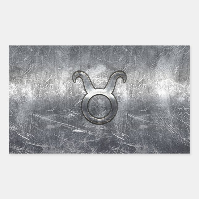 Taurus Zodiac Sign in Grunge Distressed Style Rectangular Sticker (Front)
