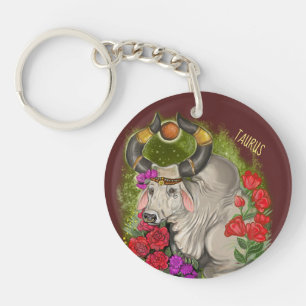 Taurus Zodiac Sign Key Ring