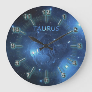 Taurus zodiac sign large clock