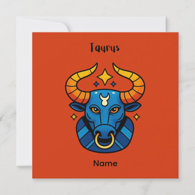 Taurus Zodiac Sign - Minimalist Gold Celestial Bul Invitation (Front)
