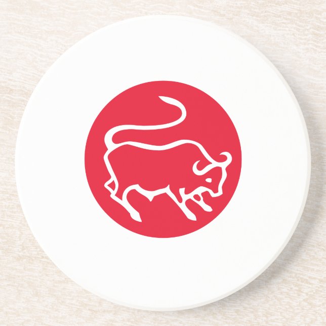 Taurus Zodiac Sign Modern Minimalist Plain Elegant Coaster (Front)