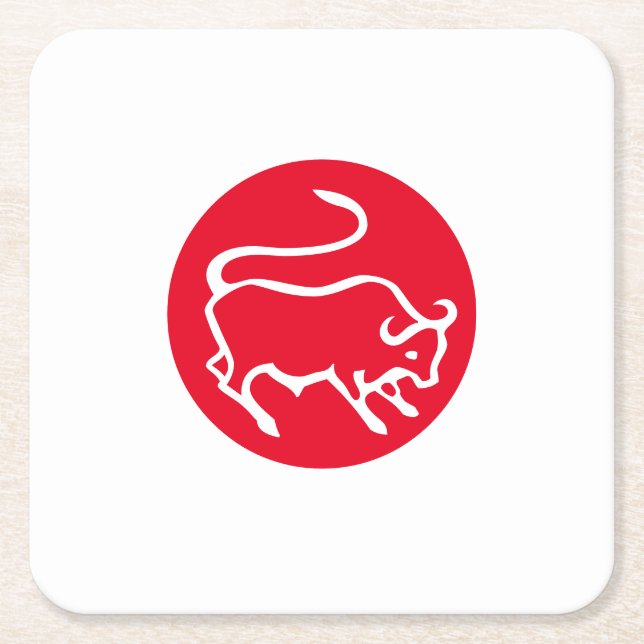 Taurus Zodiac Sign Modern Minimalist Plain Elegant Square Paper Coaster (Front)