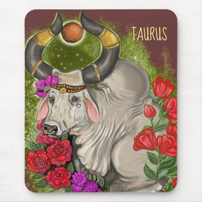 Taurus Zodiac Sign Mouse Mat (Front)