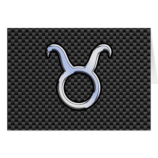Taurus Zodiac Sign on Black Carbon Fiber Print (Front Horizontal)