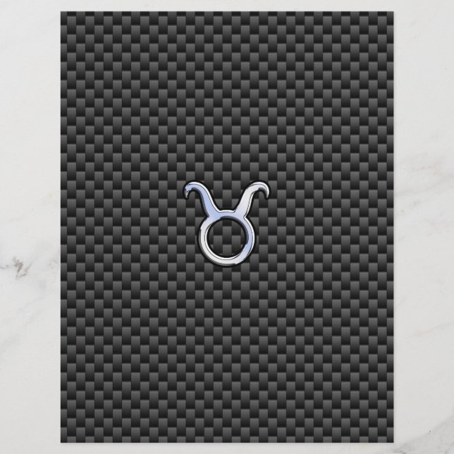 Taurus Zodiac Sign on Black Carbon Fiber Print (Front)