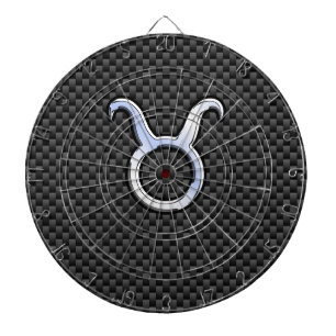 Taurus Zodiac Sign on Black Carbon Fiber Print Dartboard