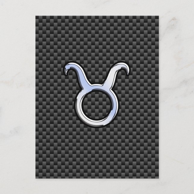 Taurus Zodiac Sign on Black Carbon Fibre Print Postcard (Front)