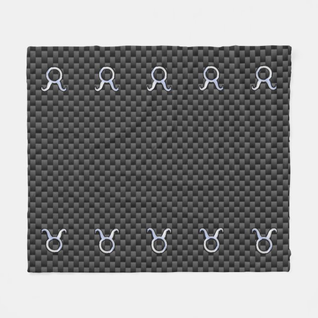 Taurus Zodiac Sign on Carbon Fibre Style Fleece Blanket (Front (Horizontal))