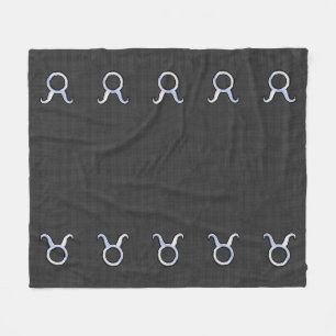 Taurus Zodiac Sign on Carbon Fibre Style Fleece Blanket