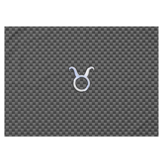 Taurus Zodiac Sign on Carbon Fibre Style Tablecloth (Front (Horizontal))