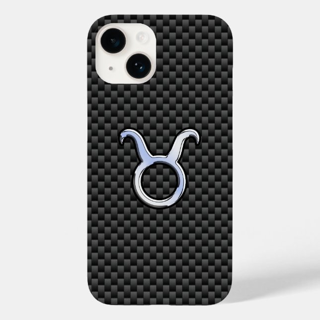 Taurus Zodiac Sign on Charcoal Carbon Fibre Case-Mate iPhone Case (Back)