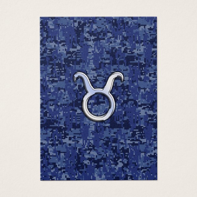 Taurus Zodiac Sign on Navy Blue Digital Camouflage (Front)