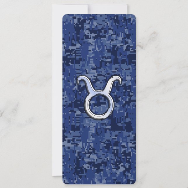 Taurus Zodiac Sign on Navy Blue Digital Camouflage (Front)