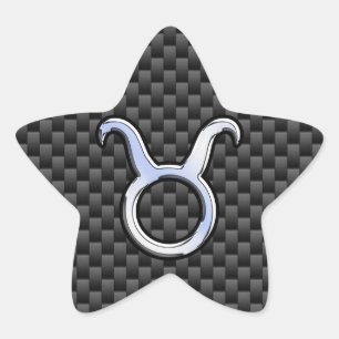 Taurus Zodiac Sign on Racy Charcoal Carbon Fiber Star Sticker