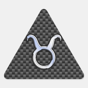 Taurus Zodiac Sign on Racy Charcoal Carbon Fibre Triangle Sticker