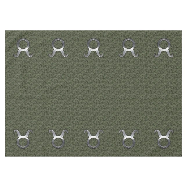 Taurus Zodiac Sign on Woodland Digital Camouflage Tablecloth (Front (Horizontal))