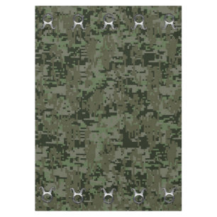 Taurus Zodiac Sign on Woodland Digital Camouflage Tablecloth