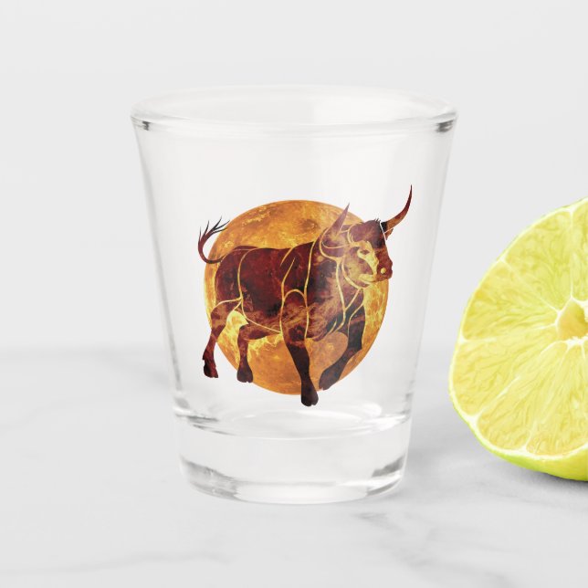 Taurus Zodiac Sign Shot Glass (Front)