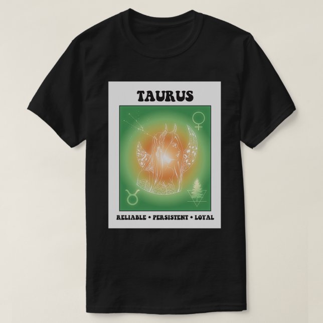 Taurus Zodiac Sign T-Shirt (Design Front)