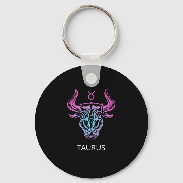 Taurus Zodiac Sign The Bull Design Birthday Gift Key Ring (Front)