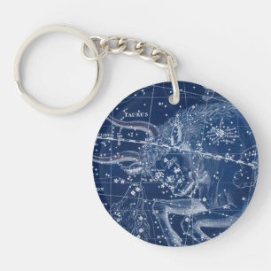 Taurus Zodiac Sign Vintage Illustration Key Ring