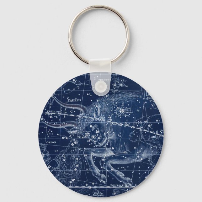 Taurus Zodiac Sign Vintage Illustration   Key Ring (Front)