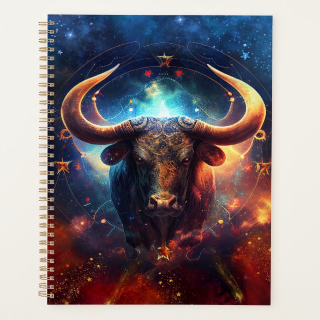 Taurus Zodiac Sign Watercolor Design Planner (Front)