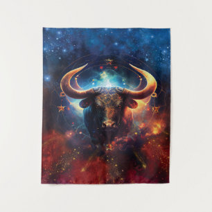 Taurus Zodiac Sign Watercolor Design Tapestry