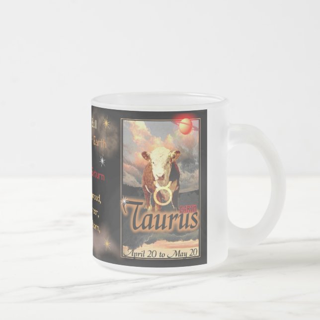 Taurus Zodiac small glass Frosted Glass Coffee Mug (Right)