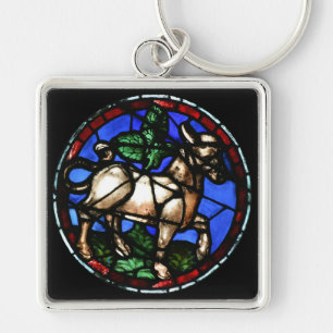 Taurus Zodiac Stained Glass Notre-Dame de Paris SK Key Ring