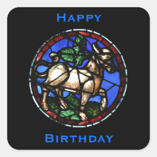 Taurus Zodiac Stained Glass Notre-Dame de Paris St Square Sticker
