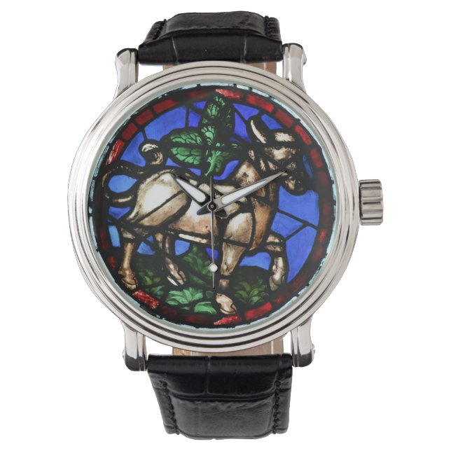 Taurus Zodiac Stained Glass Notre-Dame de Paris W1 Watch (Front)