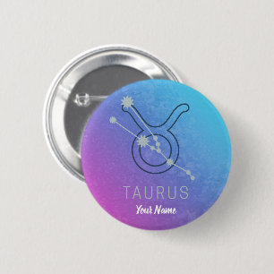Taurus Zodiac Star Sign Watercolor Horoscope 6 Cm Round Badge