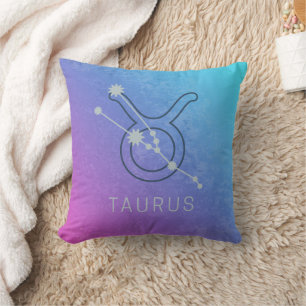 Taurus Zodiac Star Sign Watercolor Horoscope Cushion