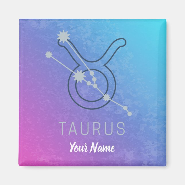 Taurus Zodiac Star Sign Watercolor Horoscope Magnet (Front)