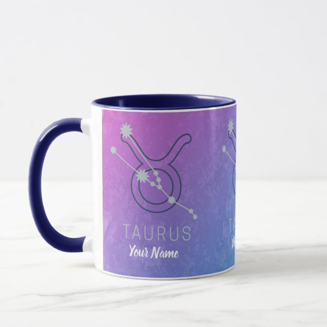 Taurus Zodiac Star Sign Watercolor Horoscope Mug (Left)