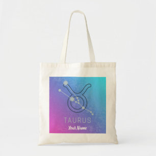 Taurus Zodiac Star Sign Watercolor Horoscope Tote Bag
